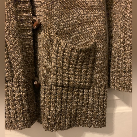Westbound Hooded Sweater Knit Brown Toggle Wood Buttons Pockets Sz S - Picture 5 of 10
